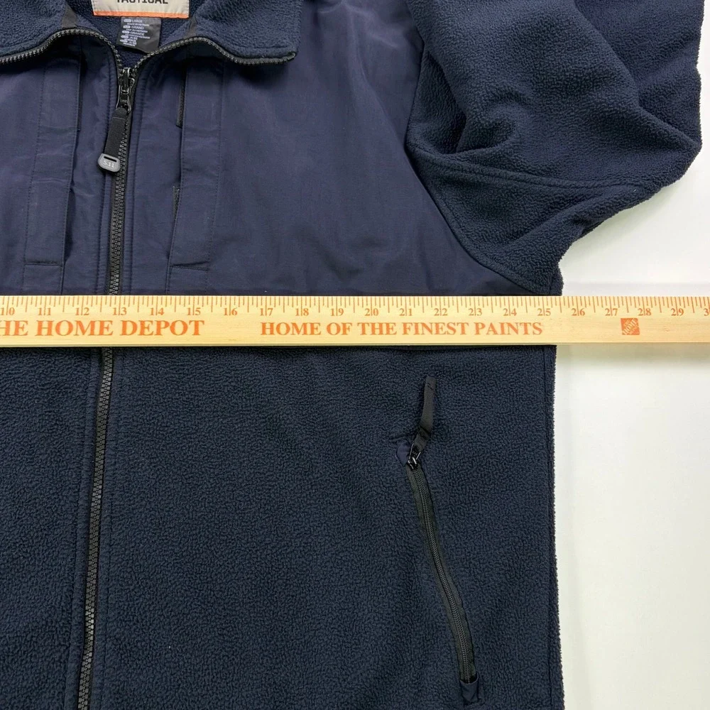 5.11 Tactical Full Zip Fleece Jacket Mens Large Navy Blue Nylon Overlay Utility